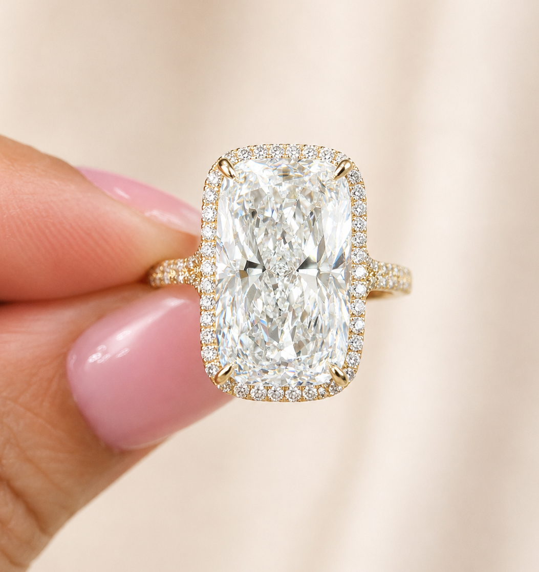 8.50 Carat Cushion Cut Halo Engagement Ring